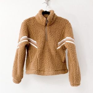 A & F soft Sherpa chevron vintage 3/4 zip jacket brown